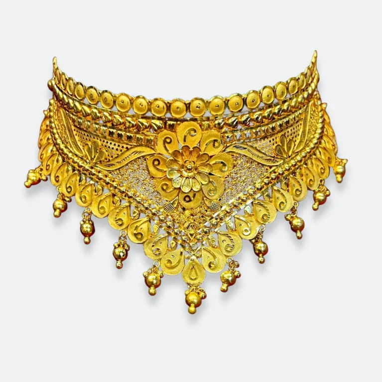 Covering Gold Ornate Floral Choker Necklace