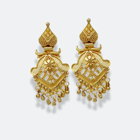 22 Carat Covering Gold Antique Floral Earrings