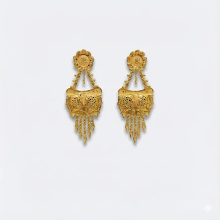 22 Carat Covering Gold Jali Work Earrings