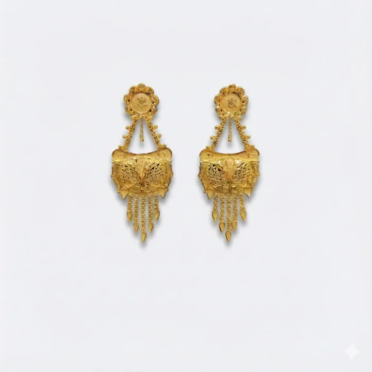 22 Carat Covering Gold Jali Work Earrings