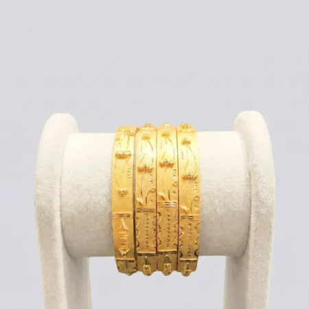 22 Carat Covering Gold Laser Cut Bangles ( 4 Pieces )