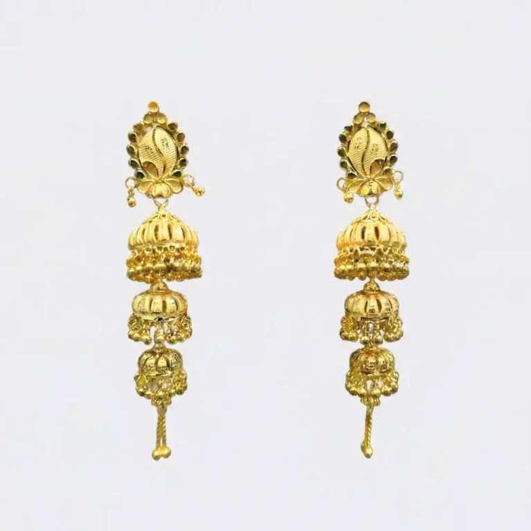 22 Carat Covering Gold Three-Layer Jhumka