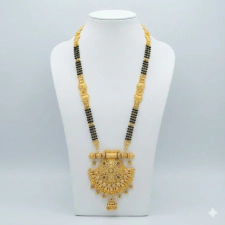 Gold Mangalsutra with Temple Pendant