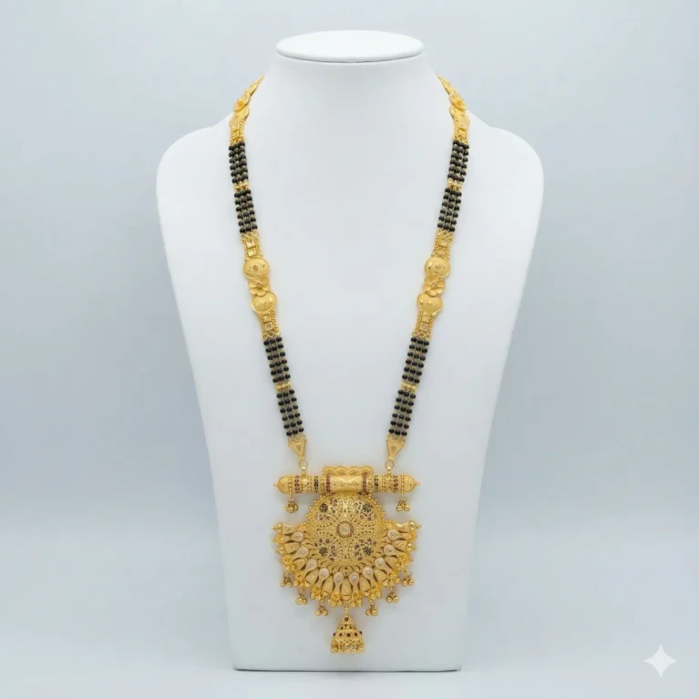 Gold Mangalsutra with Temple Pendant