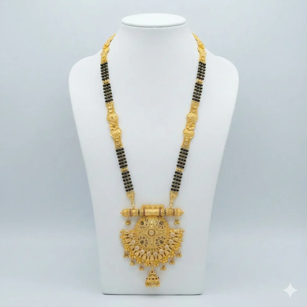 Gold Mangalsutra with Temple Pendant